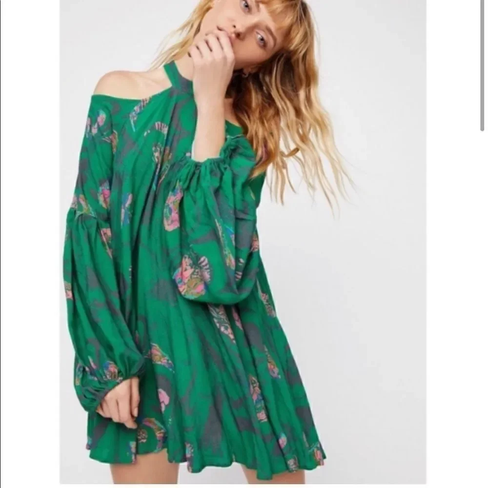 Free People Drift Away Kelly Green Top/Dress XS